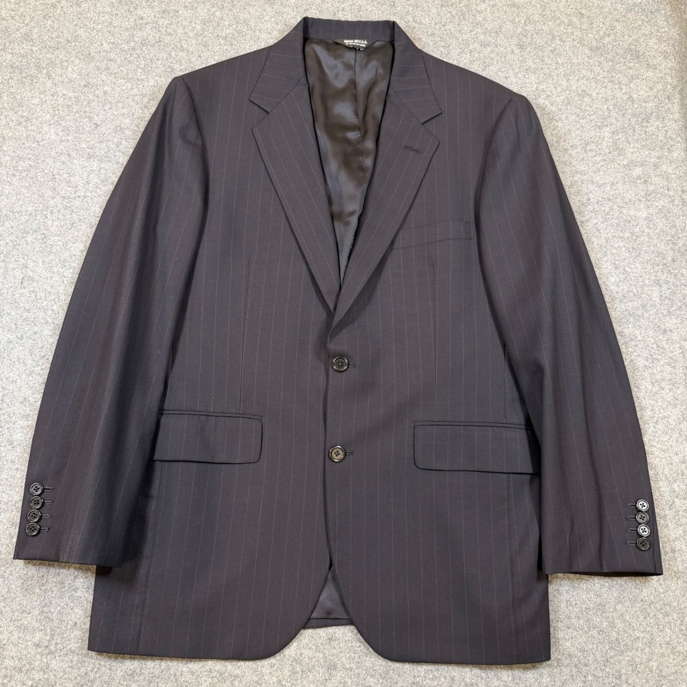 The Andover Shop Mens Navy Pinstripe Wool Blazer Sport Coat Made in USA 44R